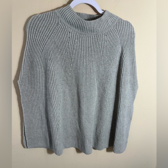 J. Jill gray neutral cotton blend  Sweater Poncho/Wrap One Size Fits Most - Picture 1 of 5